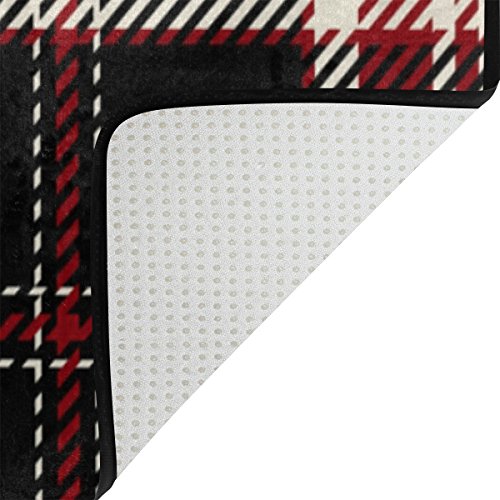 My Little Nest Red Black And White Plaid Tartan Pattern Area Rug Lightweight Doormat 4' X 6', Memory Sponge Indoor Outdoor Decor Carpet For Entrance Living Room Bedroom Office Kitchen Hallway #TOP2