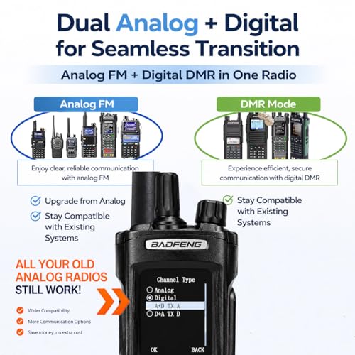 Image of BAOFENG DM32 DMR 10W Long Range Walkie Talkie | Dual Band VHF /UHF | GPS & USB-C Rechargeable | Two Way Radio for Outdoor Hunting Emergency