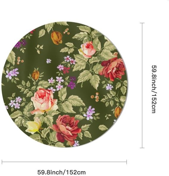 Miniatura 2 de Chinoiserie - Mantel redondo vintage floral, lavable, resistente a las arrugas, para el hogar, cocina, comedor, picnic, campamento, fiesta,