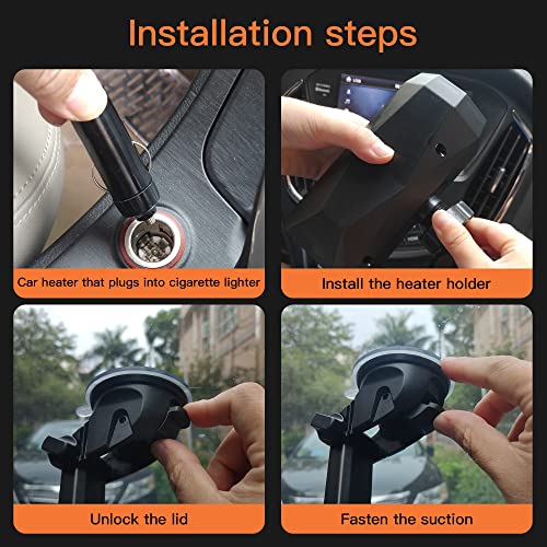 Shangyoyi Car Heater, 12V 150W Max 360 Degree Rotatable With Suction Holder, 2 In1 Fast Car Heater Plug In Automobile Cigarette Lighter, Portable Windshield Defogger And Defroster For Cars, Black #TOP3