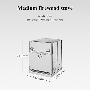 Camping Wood Burning Stove,Stainless Steel Compact Portable Foldable Camping with Ash Catcher,Grill Grid, Storage Bag for Backpacking Hiking Camping Cooking BBQ Picnic (Silver Small)