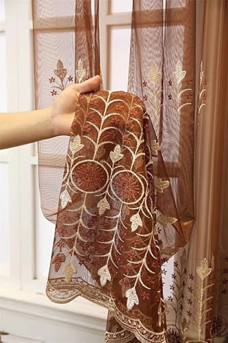 Rideaux bruns arbres brodés pour protéger votre intimité - 6