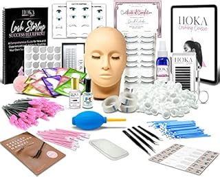 Lash Eyelash Extension Kit: Professional Mannequin Head Training For Beginners Eyelashes Extensions Practice Cosmetology Esthetician Supplies with Mink Individual Eye Lashes Glue Tweezers Tools Case