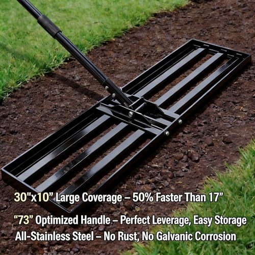 Lawn Leveling Rake 30x10 inch，Leveler Tool with 73" Adjustable Long Handle by superokay - Used condition - Image 5