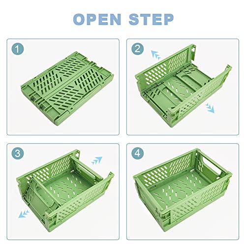 5-Pack Pastel Crates For Desk Organizers, Mini Plastic Baskets For Office Organization, Aesthetic Crate Stacking Folding Storage Baskets For Home Kitchen Bedroom Decor (5.9 "X 3.8"） #TOP1