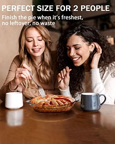 NUTRIUPS 7.5 Inch Glass Pie Dish, Small Glass Pie Dish, 700ml Pie Dish Individual, 20cm Round Pie Dish, Round Pie Dish with Handle, Mini Pie Plate for Pie, Flan, Tart, Quiche