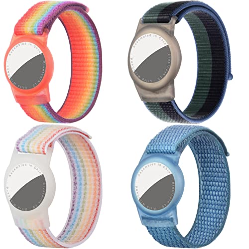 Dingfeiyu 4PCS Nylon Kids Adult Wristband for Airtag Anti-Lost, Anti-Scratch Bracelet Band