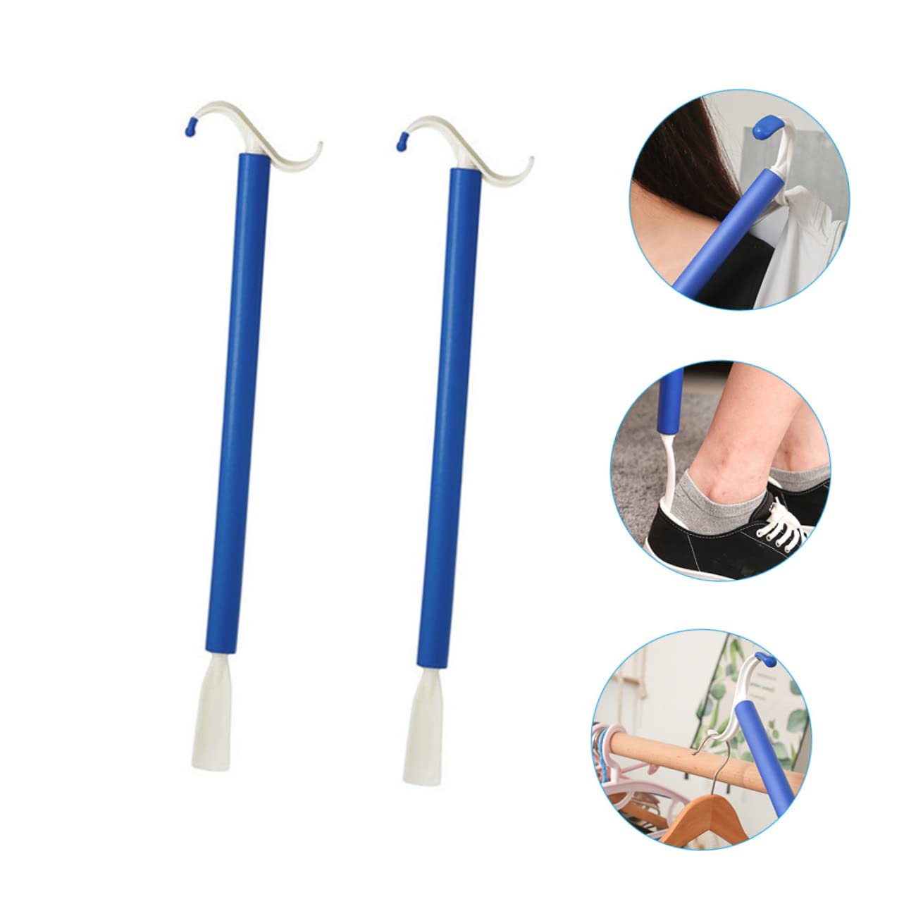 Beavorty 2pcs Pregnant Dressing Stick Handle Shoe Horn Clothesline Props Dressing Pole One Handed Gadgets Traveling Accessories Travel Accesories Portable Shoehorn Reachers Sock Remover Abs