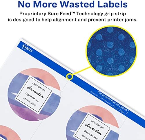 Avery Printable Round Labels with Sure Feed, 3/4" Diameter, Matte White, 800 Customizable Labels (4221)