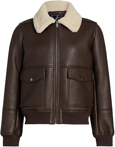 Sherpa &amp; Faux-Leather Bomber Jacket