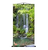 Zzooi Chinese Lucky Fengshui Painting Waterfall Golden Carps Wall Art Hanging Silk Painting Scroll,F