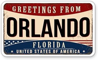Squiddy Greetings from Orlando Florida Vinyl Sticker | Travel Souvenir Decal for Phone, Laptop, Water Bottle | 4 inch Wide