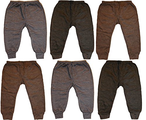 Image of KIFAYATI BAZAR Kids Baby Boys and Girls Woollen Winter Body Warmer Striped Thermal Pyjama Bottom Pack of 6