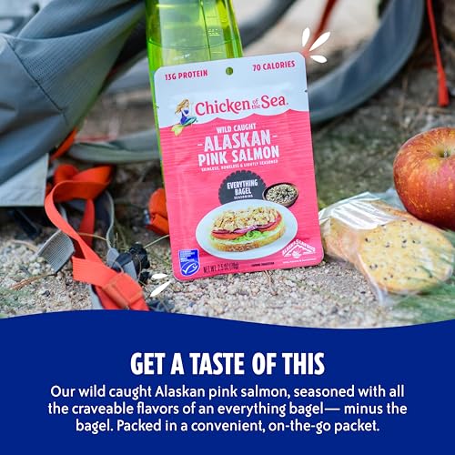Image of Chicken of the Sea Alaskan Pink Salmon, 2.5 oz. Packets (Box of 12), Wild Caught Salmon, Everything Bagel Seasoning