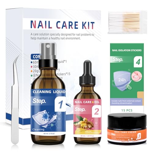 Toenail Fungus Treatment Extra Strength Kit - Complete 4-Step System with Nail Care Solution, Care Oil, Care Cream & Nail Patches, Even Targeted for Ingrown Toenail Treatment & Nail Healthy Growth