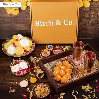 Birch & Co. Wooden Tray For Serving-Free 4 Coasters-10 Inch X 15 Inch-Serving Tray-Tray Set For Decoration-Tea Trays-Big Coffee Tray-Premium Mdf Trey-Wooden Serving Trays-Resin Tray,Round