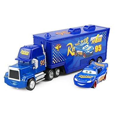 Mack Truck Uncle Diecast Toy Vehicle Set - Blue Metal & Plastic Construction Truck