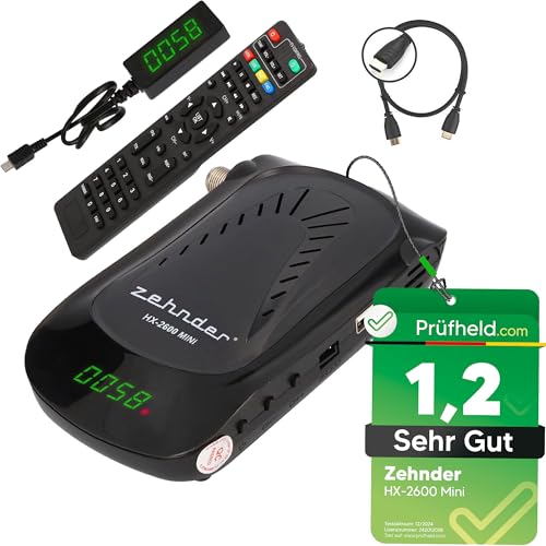 [ Test bardzo dobry, Note 1.2 *] Zehnder HX 2600 mini cyfrowy odbiornik satelitarny + kabel HDMI + WiFi Stick, z funkcją nagrywania, odbiornik satelitarny HD (2600 odbiorników + kabel HDMI)
