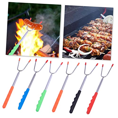 Besportble Stainless Steel Camping Cookware 6Pcs Stainless Steel Camping Cookware Stainless Steel Cooking Utensils Barbecue Fork Telescopic Silicone Handle Stainless Cookware #TOP27
