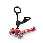 Micro Kickboard - Mini 3in1 Deluxe - Three Wheeled, Lean-to-Steer Swiss-Designed Micro Scooter for Toddlers with 3 Riding Options for Ages 1-5 (Red)