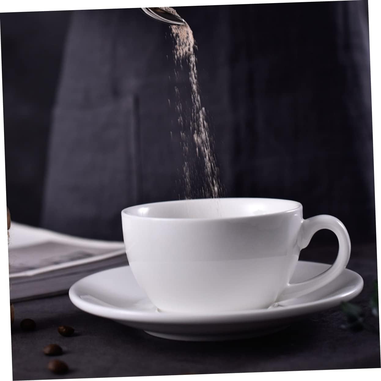 1 Set Plain White Coffee Cup and Saucer Coffee Cup Saucers Tea Cup and Saucer Simple Water Cup Afternoon Tea Cups Tea Serving Cup Ceramic Tea Cup Beverage Cup Coffee Cups