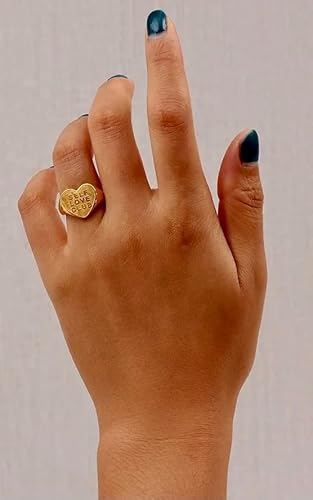Self Love Club Chunky Heart Shaped Statement Ring Stainless Steel 18K Gold Plated (6)… #TOP2