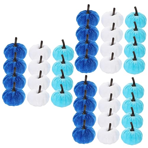 DECHOUS 36 Pcs Simulation Flannel Pumpkin Halloween Jack o Pumpkin White Pumpkins Mini Pumpkins Desk Topper Small Pumpkins Statue Decor Mini Decor Halloween Pumpkin Decor Reward Vegetable