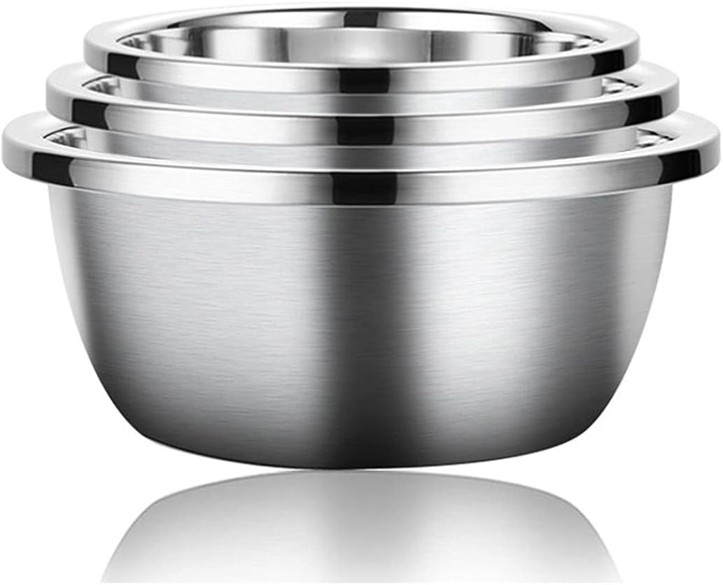 304 Stainless Steel Mixing Bowls Soup Basin Pot 3/5 Piece Set For Space Saving Storage, Home, Refrigerator, And Kitchen Food Cooking Storage, 20-32Cm (28Cm+30Cm+32Cm)
