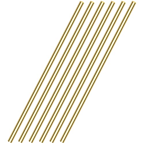 6 Pieces 12 inches 3/16 inch Brass Rods, Sutemribor Brass Solid Round Rod Lathe Bar Stock, 3/16 inch in Diameter, 12 inches in Length