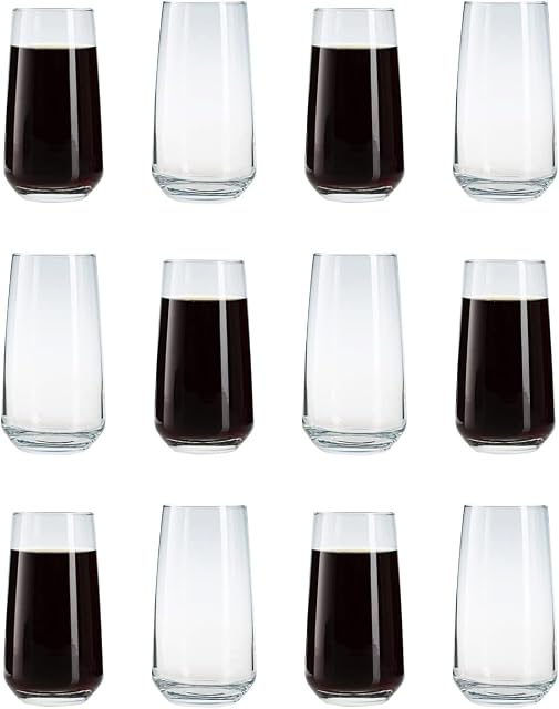 Hiball Clear Glasses. Tall Drinking Water / Juice Glass. ( Set of 12 ) 480 ml.