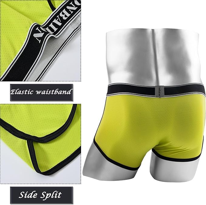 JINSHI Men's Athletic Short Leg Boxers Underwear,No Fly Bulge Enhance Boxer Trunk,Breathable mesh Side Slit Shorts4