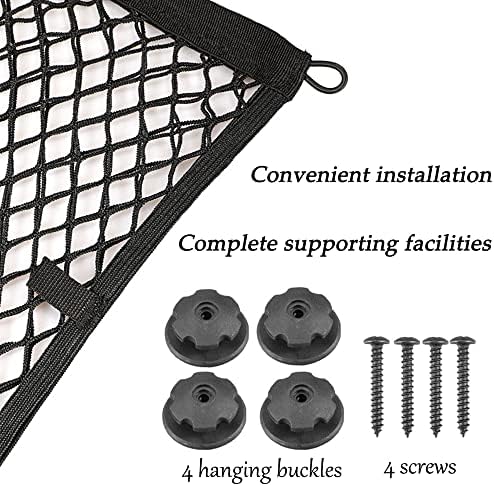 DFsucces 1 PCS Car Storage Net Cargo Net with Hooks Car Boot Tidy Storage Bag Nylon Mesh Net Storage for Cargo 40CM*25CM for Truck, Sedan, RV(Black)