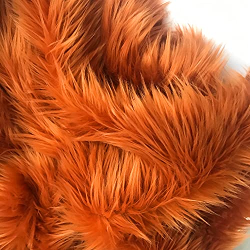 Bianna Creations | Faux Fur Fabric Ultra Soft Deluxe Plush Shaggy Squares | Craft, Sewing, Props, Costumes, Decoration (Amber Deep Orange, 8x8 inches)