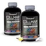 Drasanvi COLLMAR Colágeno Marino Hidrolizado con Ácido Hialurónico, Magnesio, Vitamina C | Pack 2 para cartílagos, huesos y piel | Alta dosis 3.900 mg/día | 2 x 180 comp = 60 días | Sabor vainilla