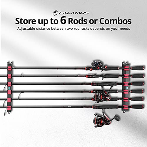 Calamus Horizontal Fishing Rod Holder – Wall Mounted Fishing Rod Rack, Store 6 Rods Or Fishing Rod Combos In 13.6 Inches, Great Fishing Pole Holder For Garage, Horizontal 6-Rod Rack, 1 Pair #TOP2