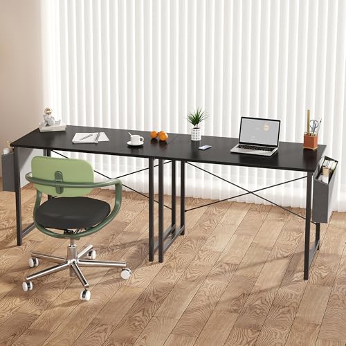 Image of OLIXIS Small Computer Desk, 40 Inch Gaming Desks for Home Office | Writing Study Craft Work Table, Computer Workstation for Bedroom Small Spaces with Storage Bag, Black