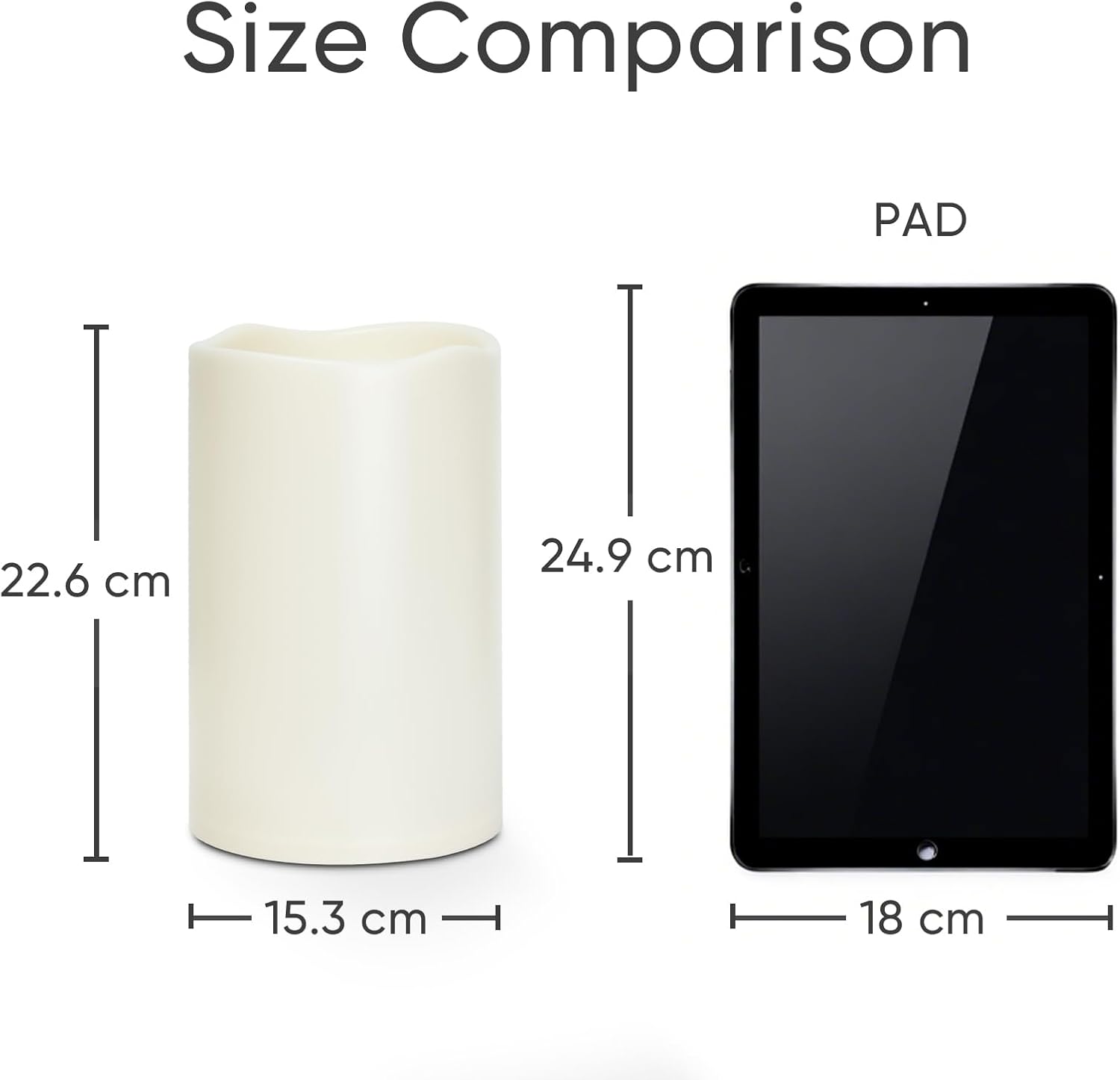 Homemory 6" x 9" Extra Large Outdoor Waterproof Candle with Auto 6-Hour Timer, No Remote, Ivory Plastic Made, Long Last for Half A Year