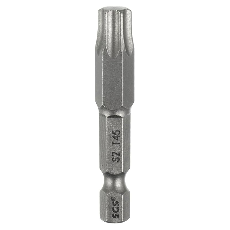 Ponta de Parafusadeira Torx T45 HARFINGTON, Haste Sextavada de 6,35 mm, Ponta Magnética sem Furo, 50 mm, Aço S2, 1 unidade