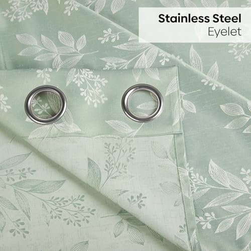 Image of haus & kinder Jacquard Window Curtains 5 Feet Long Pack of 2 Window Curtains, 5 Feet Curtains for Window (Glittering Fern, Aqua Floral Nature Design 130x152 CM)