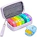 Produktbild AUVON Tablettenbox 7 Tage Morgens Abends mit PU Leder Tasche, Pillendose 7 Tage mit tragbaren Riemen, Multifunktionale Aufbewahrung, Wasserdichtes Design, Schutz der Privatsphäre (Violett)