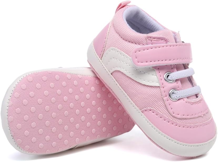 Baby Boys Girls Canvas Sneakers Toddler Non-Slip Soft Sole Newborn Infant Lightweight First Walker Crib Shoes for 0-18 Months