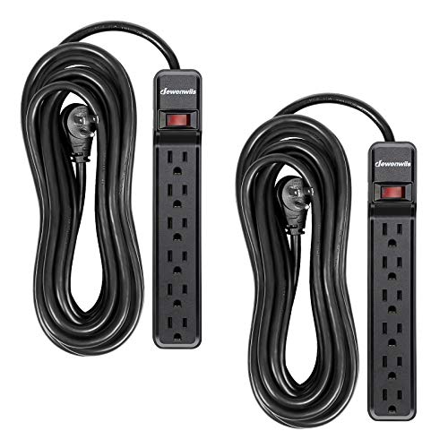 DEWENWILS 2-Pack Power Strip Surge Protector,25 Ft Extra Long Extension Cord, Low Profile Flat Plug,15 Amp Circuit Breaker, 500 Joules, Wall Mount, Black, UL Listed by DEWENWILS - Used condition - US$29.74