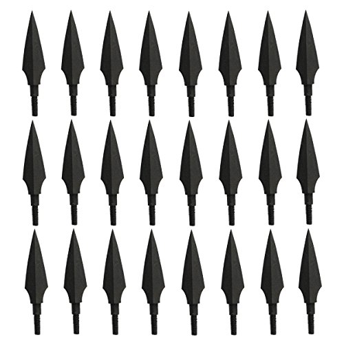 Huntingdoor 24PK Traditional Hunting Arrow Tips Black Arrowheads Archery Screw Broadheads 150 Grain