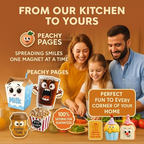 Image of Fun Kitchen Fridge Magnet Set of 10 - Cute Decorative Magnets for Refrigerator, Whiteboard & Locker - Strong Hold, Waterproof & Durable Magnets for Home & Office Decor