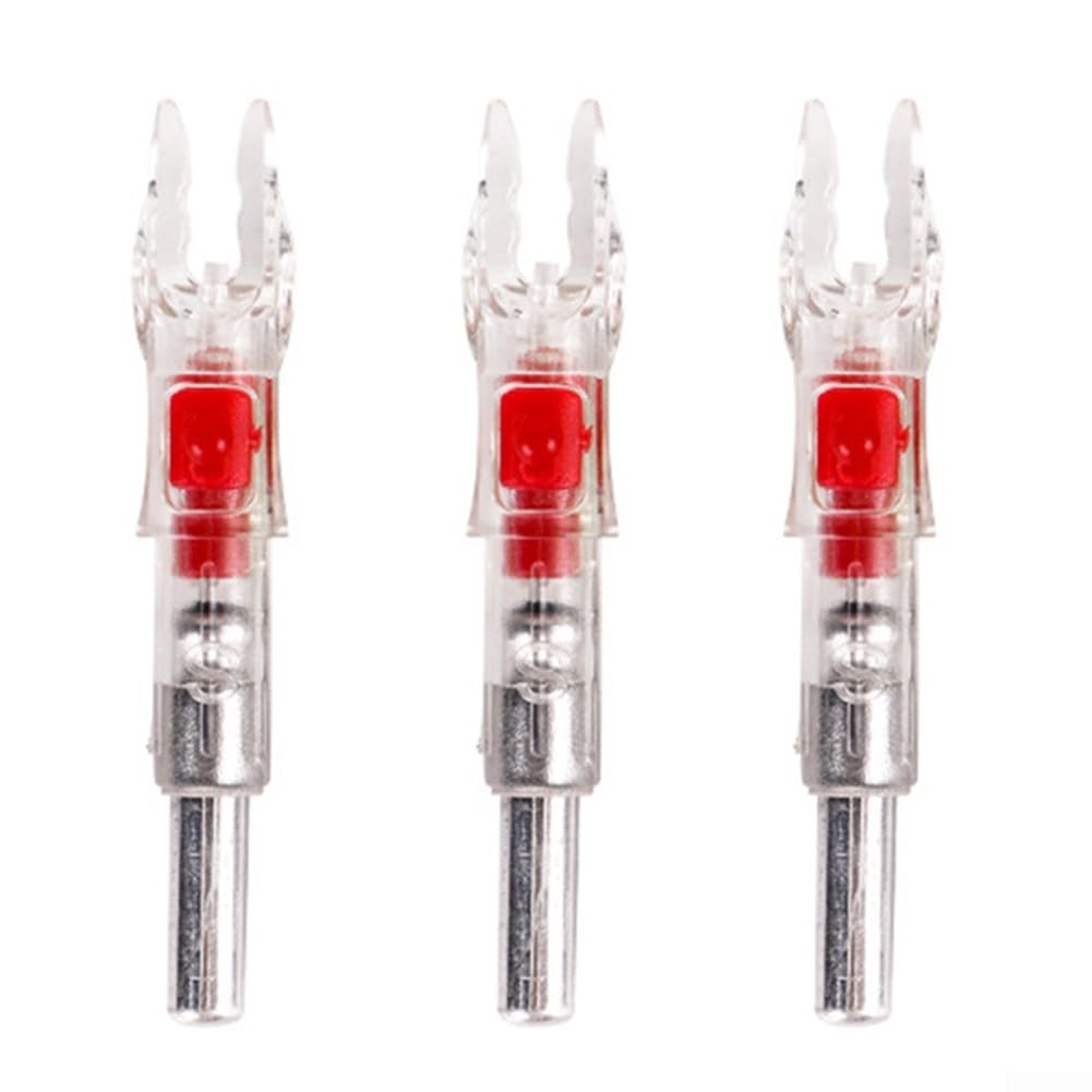 Glow in Dark Arrow Nocks for 6.2mm Shafts, Automatic Lighting Tools with Hard Plastic Shell, Bright LED Red Green Blue for Outdoor Sports(Red)