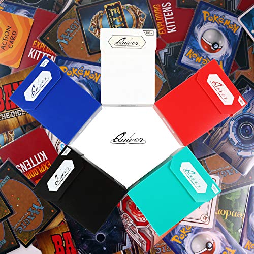 Quiver Time 100+ Standard Deck Blocks With 2 Dividers/Card Deck Box - Set Of 5 Mtg Deck Box - Compatible With Magic Commander, Pokemon, Yugioh & Other Tcg Cards - (White, Black, Blue, Red & Green) #TOP6