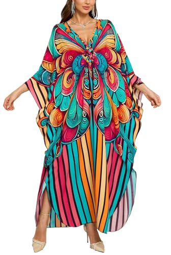Pareos bikini tipo kaftan kimono Bohemia vestido holgado para cubrirse del sol