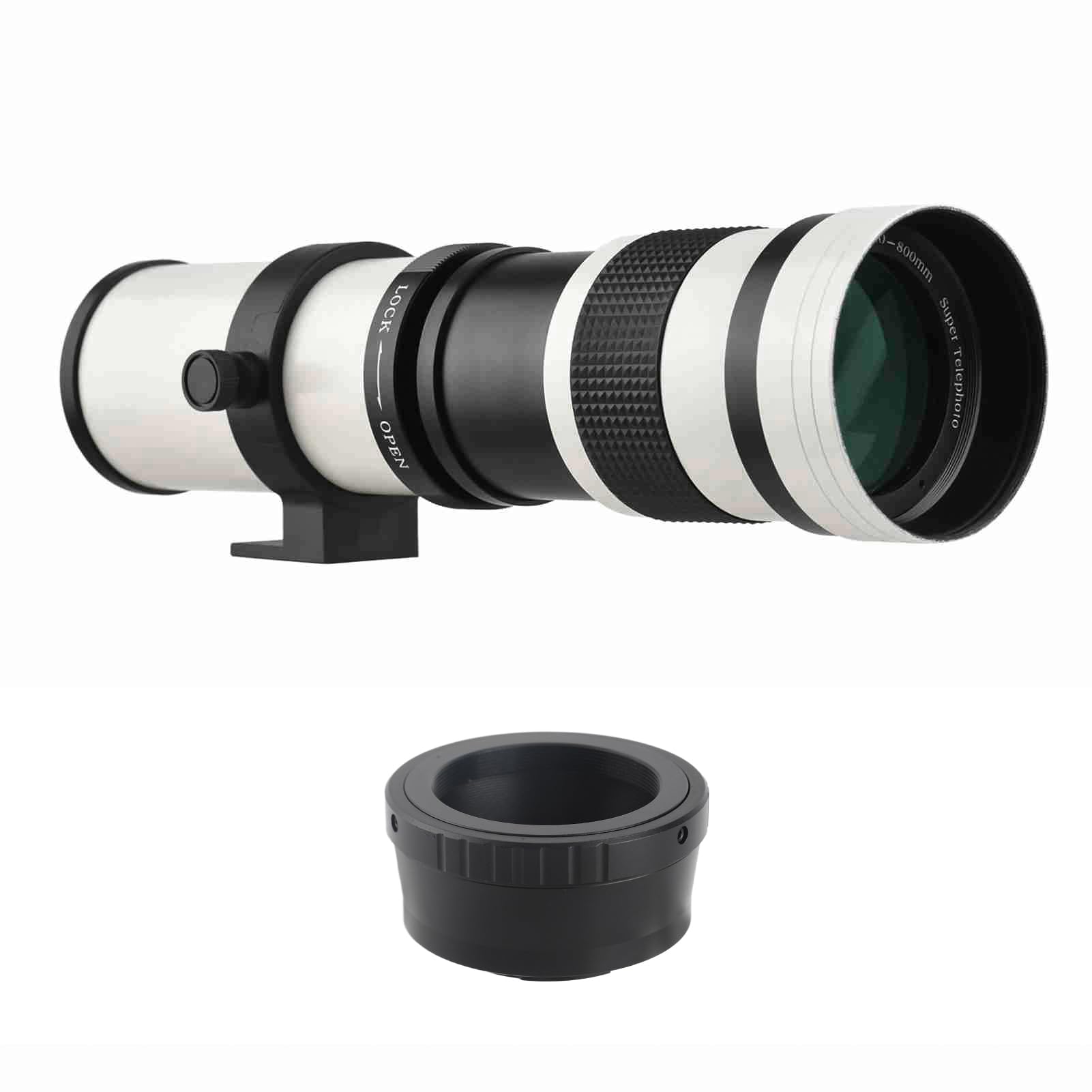 Domary Obiettivo Zoom Super Teleobiettivo da 420-800 Mm con Messa a Fuoco Manuale F/8.3-16 Attacco T2 con Anello Adattatore M4/3 per Fotocamere Micro Quattro Terzi G9 GX8 E-M1 II