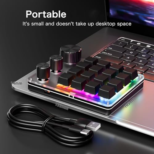hogtnd Clavier programmable USB à 16 Touches avec 3 Boutons, Conception mécanique hotswap, idéal pour Les Jeux et Le Bureau, Clavier de Bureau Efficace – vue 9