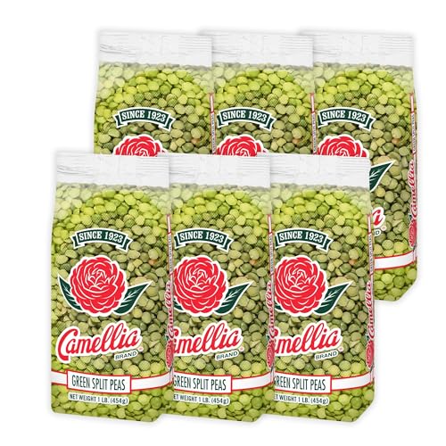 Image of Camellia Brand Dried Green Split Peas - Premium Non-GMO Split Peas for Hearty Split Pea Soup, Stews, Purees, and Plant-Based Meals - Gluten-Free, High Protein, Vegan & Vegetarian Friendly, 1 Pound (Pack of 6)